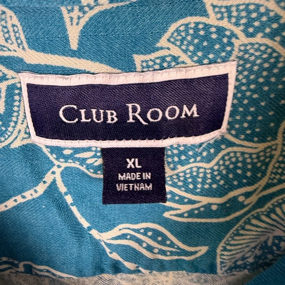 Club Room Mens Hawaiian Tropical Blue XL Short Sleeve‎ Button Shirt